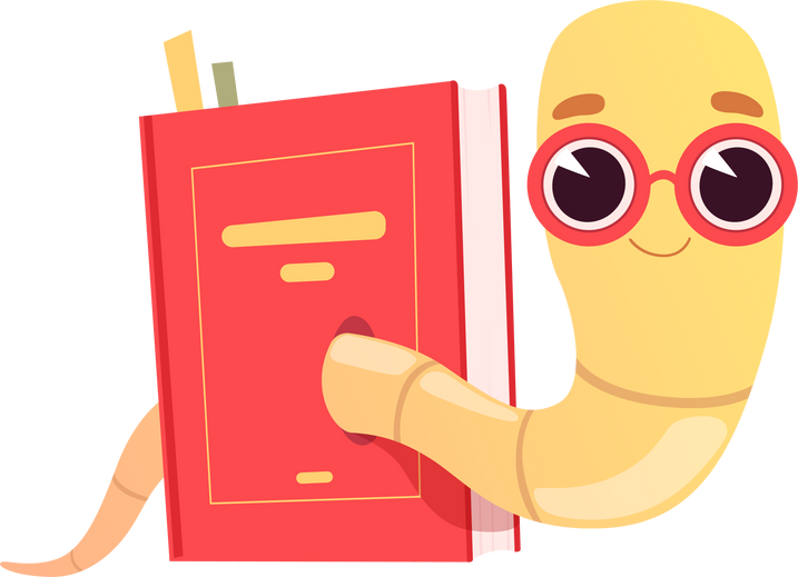 Bookworms cartoon Back to school character